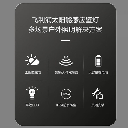 飞利浦太阳能照明灯感应灯led户外防水壁灯人体感应大门楼道壁灯 - 图3