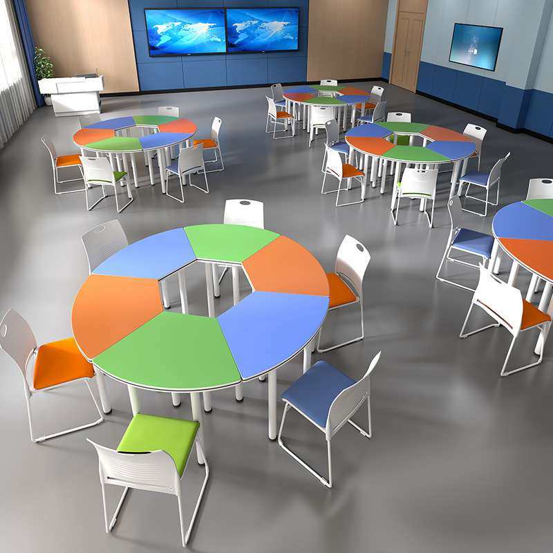 中小学生六边形团体活动阅览桌椅扇形组合圆桌拼接培训心理辅导桌,淘宝优惠券,粉丝福利购,淘宝优惠卷