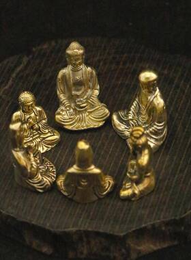 纯黄铜迷你释迦牟尼佛摆件旅途祭拜如来佛像桌面玄关装饰创意中式