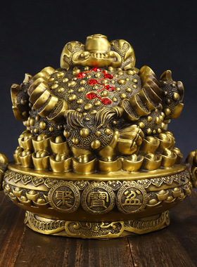 招财金蟾聚宝盆摆件金蝉玄关办公室收银台三足蟾蜍工艺品开业礼品