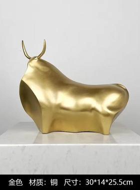 牛摆件金属铜动物现代新中式客厅玄关家居软装饰品样板房间售楼处