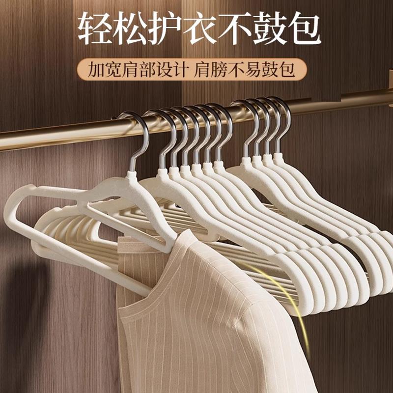 家用挂衣100个整理师专用植绒衣架无痕防滑防肩角衣柜晾衣服撑子 - 图3