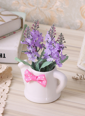 速发花假盆草塑料花干栽束植物小花花家居套装饰品隔板迷你小摆件