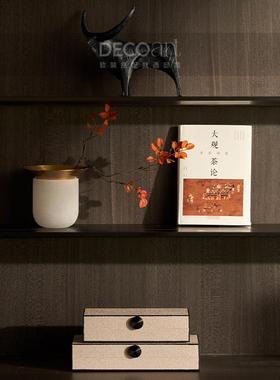 邸高样板间书房书柜搁物架陈列展示新中式雕塑画马到成功壁龛摆件