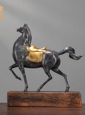 《志在必得》铜金岁月全黄铜马摆件工艺品铜器客厅办公室桌面装饰