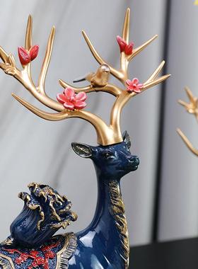 招财福鹿摆件客厅电视柜酒柜玄关乔迁新居结婚礼物软装家居饰品