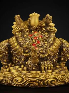 纯铜金蟾摆件元宝如意七星蟾三足蟾王客厅办公室吉祥物装饰工艺品