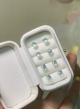 淡蓝色湖泊锆石耳钉养耳洞学生睡觉不用摘耳饰高级感耳蜗耳骨钉女