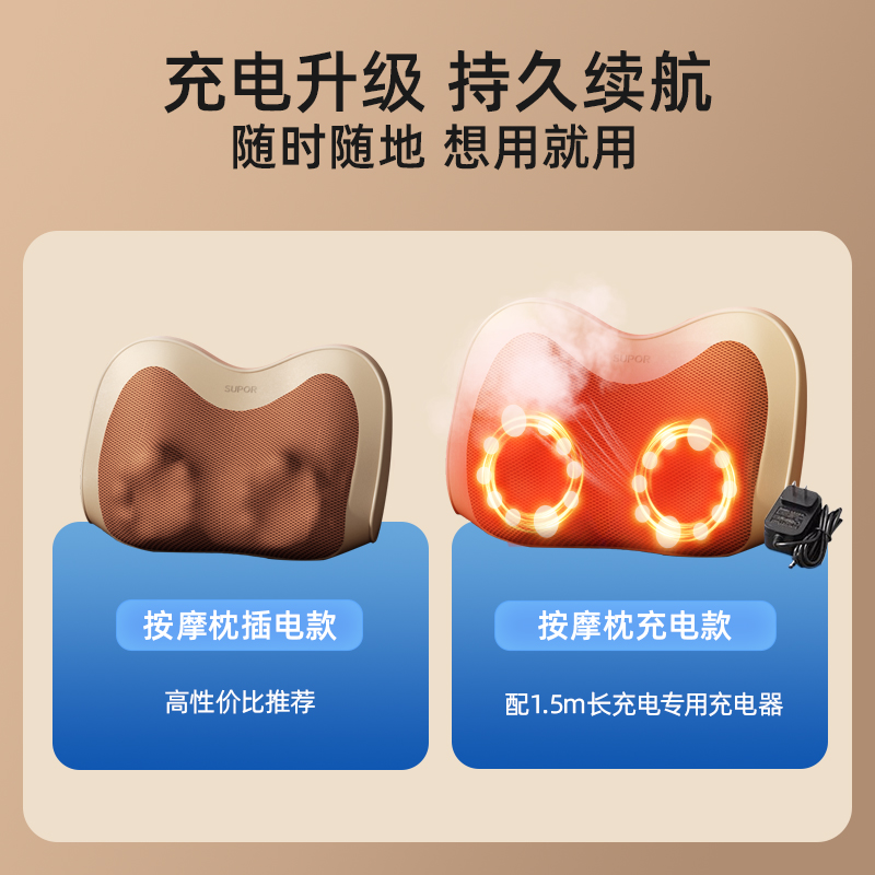 苏泊尔颈椎按摩器腰部背部肩膀脖子揉捏仪全身自动家用神器按摩枕 - 图1