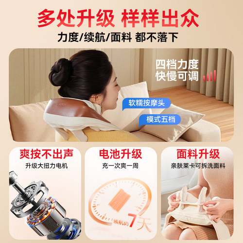 新年礼物苏泊尔肩颈按摩仪腰部背肩膀脖子斜方肌揉捏颈椎按摩器 - 图0