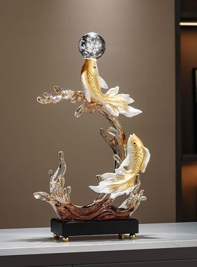 轻奢好运锦鲤鱼客厅玄关电视柜酒柜装饰年年有余品高级感乔迁礼物