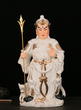 速发犬郎神杨戬神将家用供奉摆件陶瓷佛像站二郎真君哮天二天神像