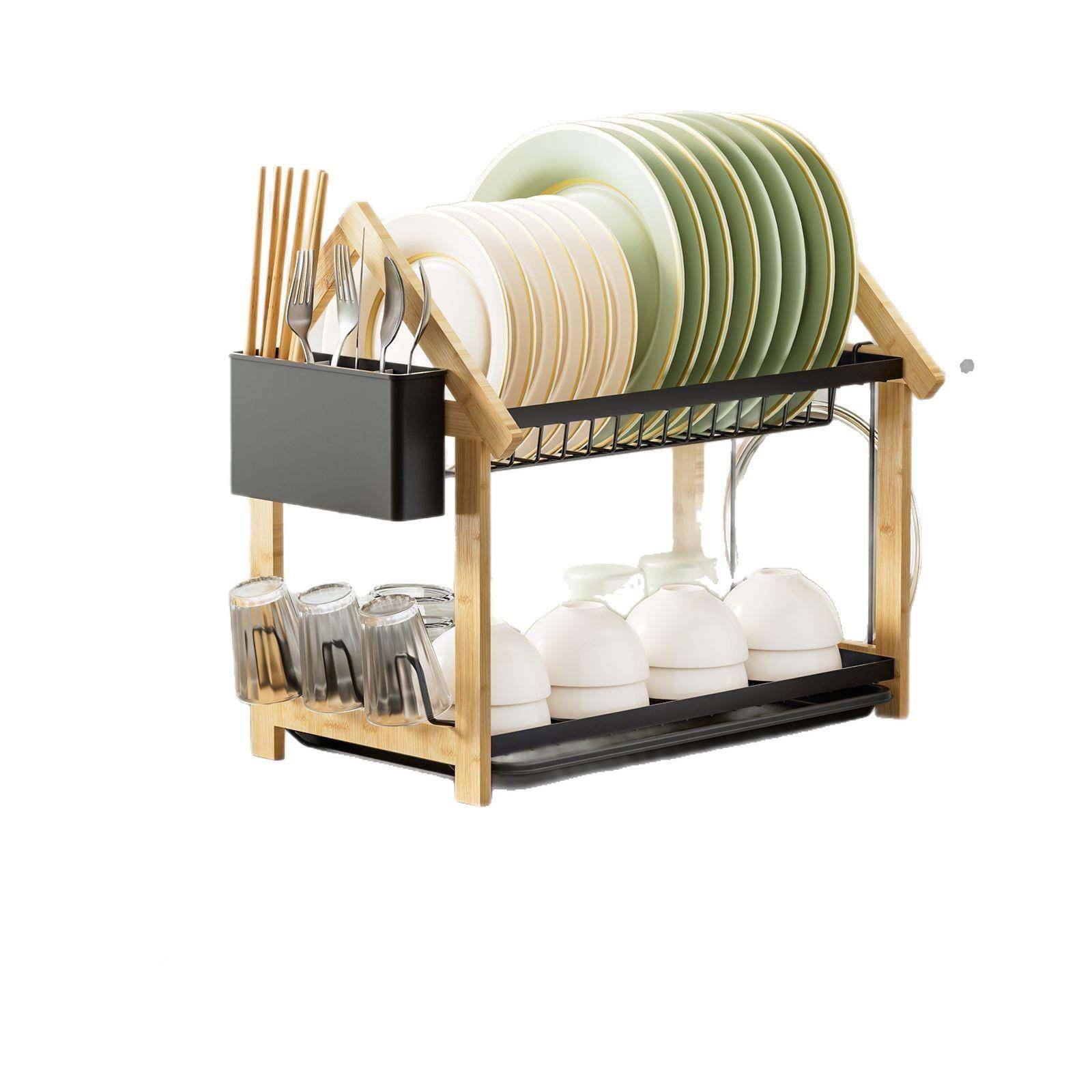 现代日式厨房碗碟筷子收WD068实纳沥用架家双层木防潮水置物架,淘宝优惠券,粉丝福利购,淘宝优惠卷