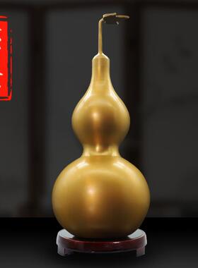 光面铜葫芦装朱砂摆件招财旺宅卧室招财客厅财位玄关酒柜家宅平安