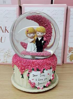 大号水晶球，自动喷雪，内景旋转灯光音乐发光家居装饰品摆件设