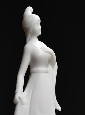 新中式禅意古典美女摆件陶瓷人物仕女工艺品客厅玄关书房装饰摆设