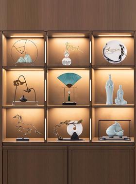 新中式摆件禅意高端客厅酒柜玄关博古架样板间创意家居软装工艺品