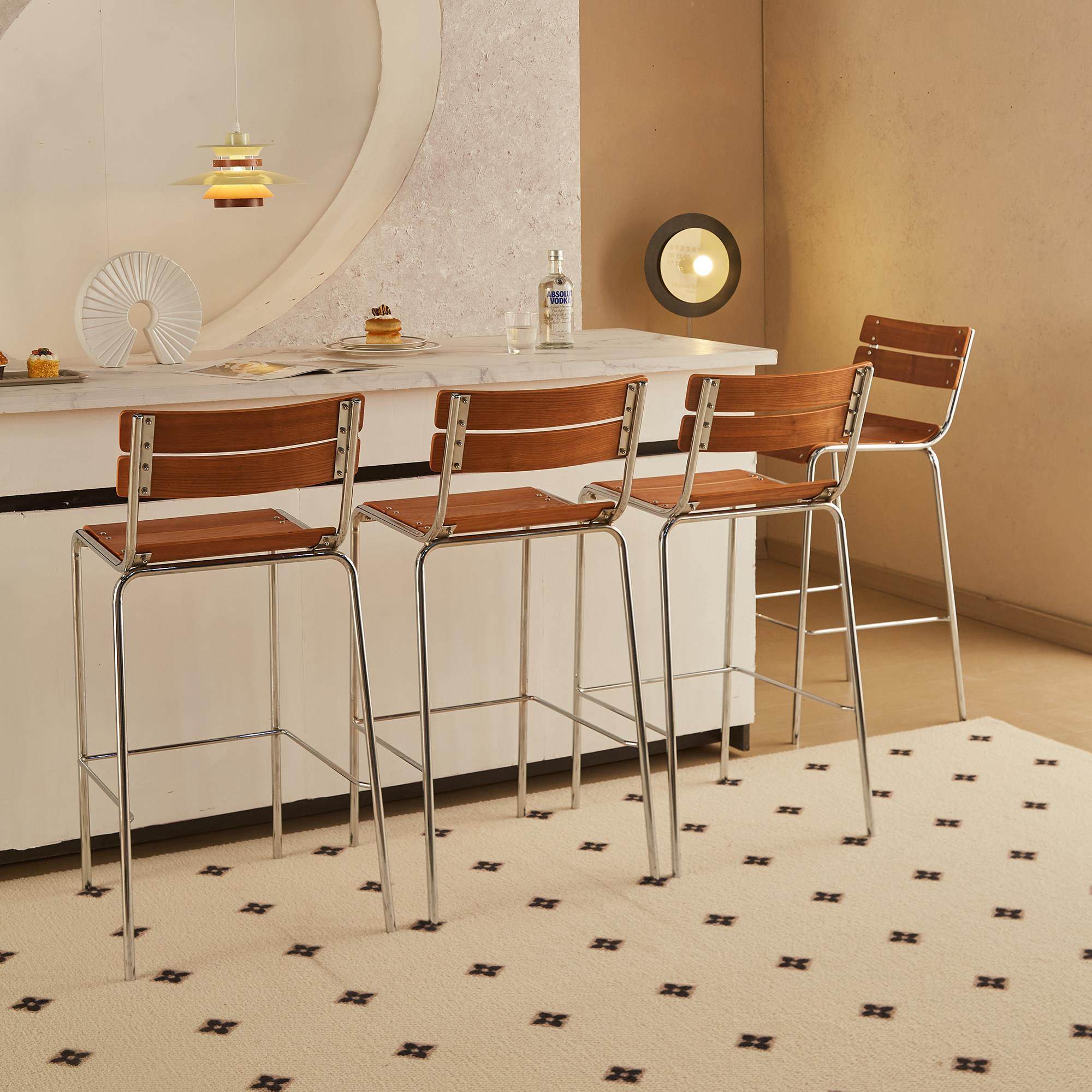 北欧家用靠背吧台凳现代简约小户型咖啡厅铁艺吧台椅高脚凳高椅子,淘宝优惠券,粉丝福利购,淘宝优惠卷