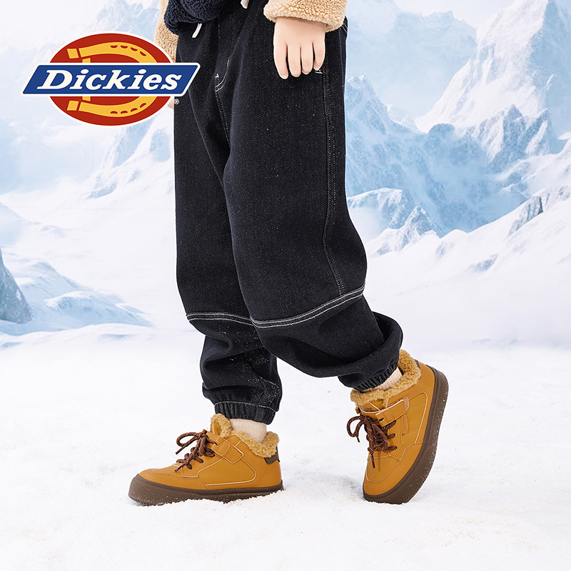 Dickies儿童棉靴2024冬季新款加绒保暖男童女童耐磨防滑休闲潮鞋