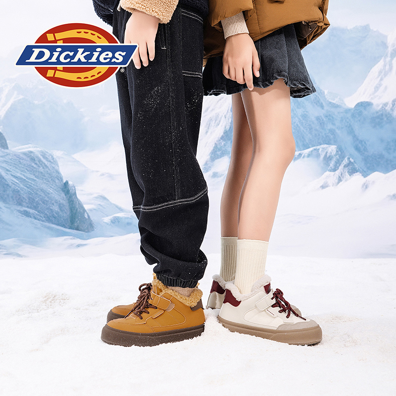 Dickies童鞋儿童高帮冬季加绒保暖板鞋男童女童休闲鞋耐磨运动鞋