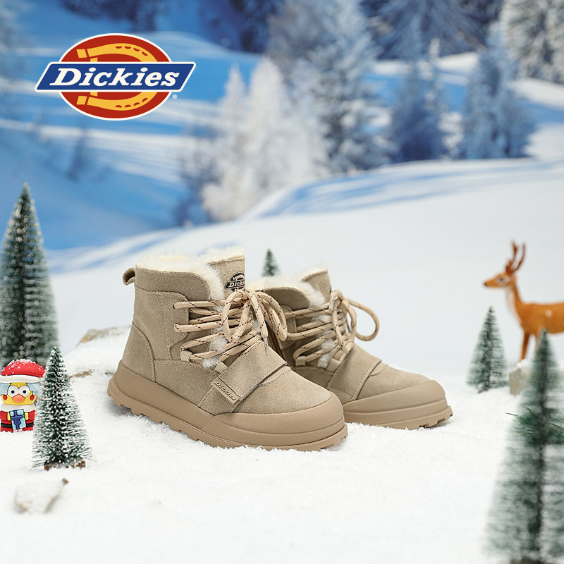 Dickies女童雪地靴2025冬新款真皮羊毛保暖儿童防滑东北时尚棉鞋,淘宝优惠券,粉丝福利购,淘宝优惠卷