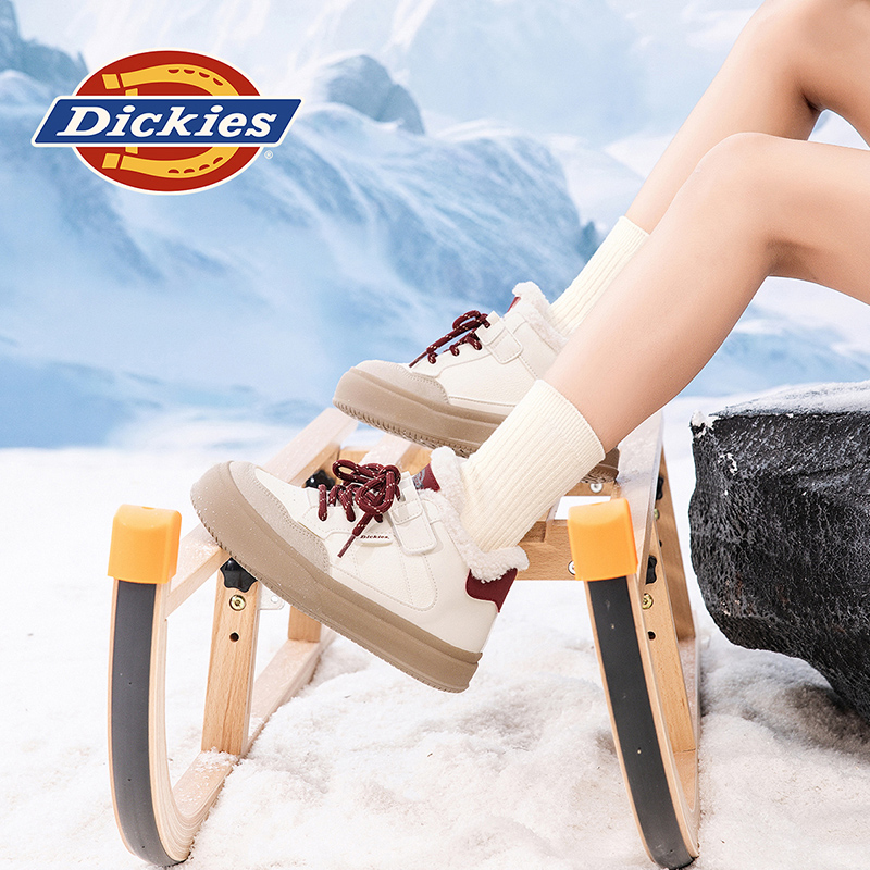 Dickies童鞋儿童高帮冬季加绒保暖板鞋男童女童休闲鞋耐磨运动鞋