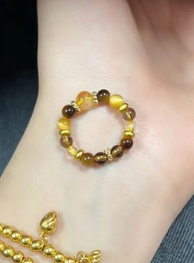 金霸水晶戒指指环天然虎眼尾戒