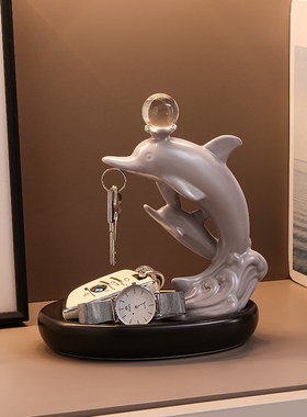速发客关收纳摆件创意海豚玄厅进饰口鞋柜装门工艺品乔迁礼物