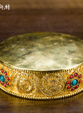 速发铜曼扎盘饰工族曼茶用供具佛具 尼泊尔藏艺礼品摆 手工掐丝曼