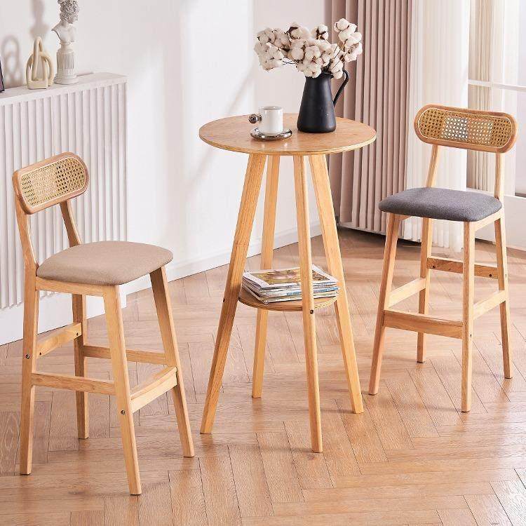 实木吧台椅北欧藤编高脚凳吧台凳家用饭厅酒吧椅咖啡厅前台高凳子,淘宝优惠券,粉丝福利购,淘宝优惠卷