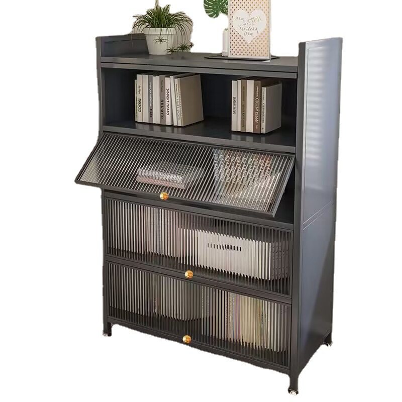 现货速发家用钢制书柜客厅落地多层带门防尘储物收纳柜儿童书架铁,淘宝优惠券,粉丝福利购,淘宝优惠卷