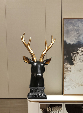 速发创意麋鹿头摆件 家居桌视柜玄关办公酒电面室柜摆台装饰礼品