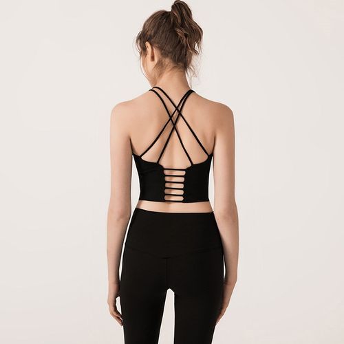 速发白色运动吊带背心健度瑜伽内上美背带胸垫外穿衣衣夏高强身防 - 图1