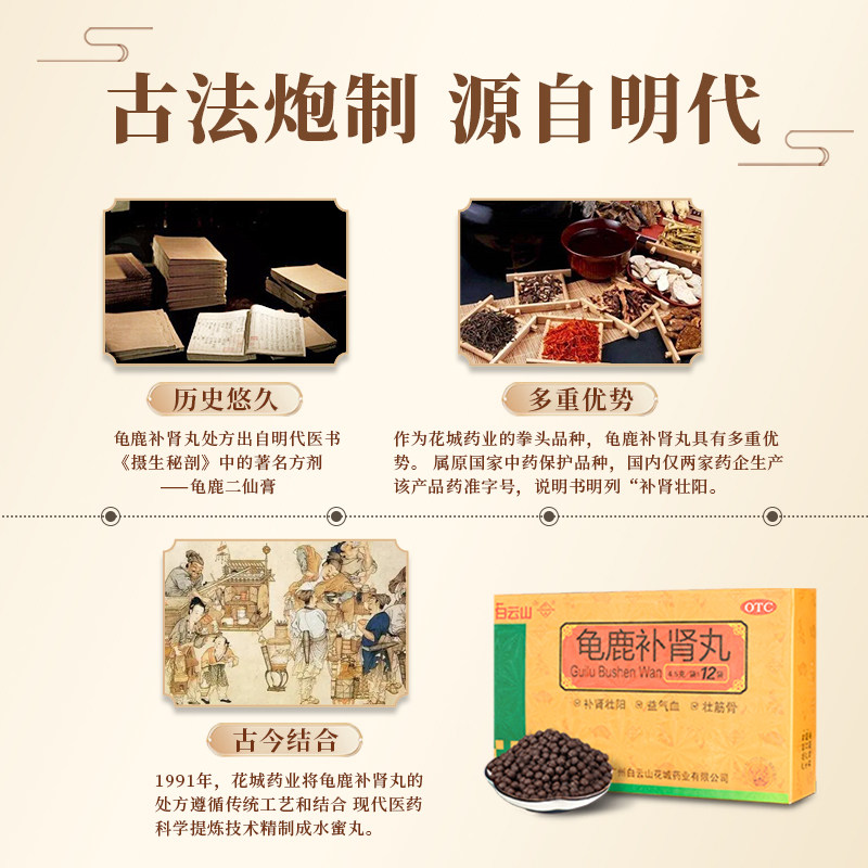 白云山龟鹿补肾丸官方旗舰店搭地黄丸男性补肾壮阳药
