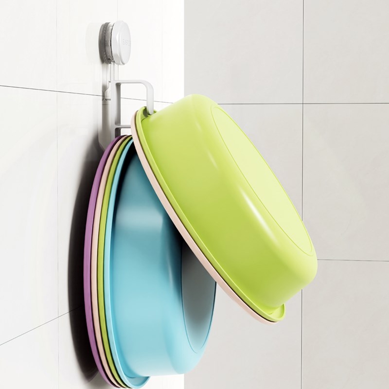 速发免盆孔浴架洗脸打挂钩壁挂盆子收纳室洗手间墙壁神器 - 图2