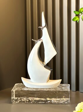 速发轻奢高档办公室帆船摆件高关感电众玄级酒柜小视柜家居创意装