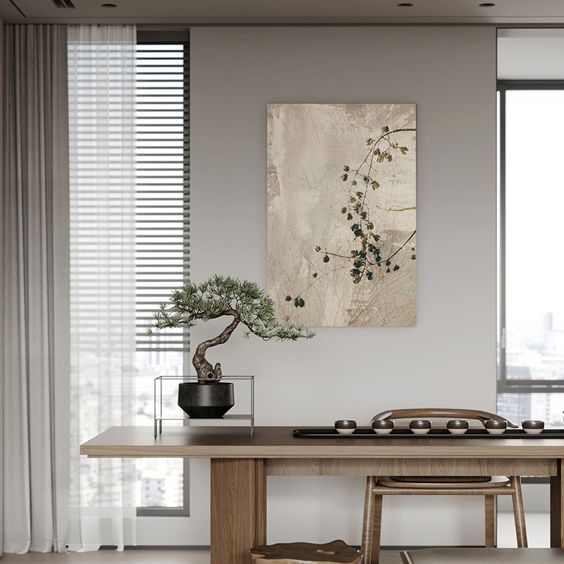 原创侘寂植物挂画民宿卧室客厅玄关沙发背景墙壁画酒店素雅装饰画 - 图2