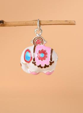 网红- 足银卡通文艺彩釉吉象大象吊饰挂件银饰项链吊坠佩饰