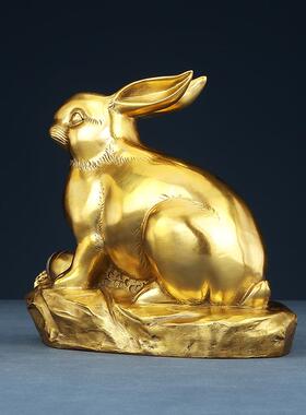 黄铜生肖兔摆件工艺品商务办公客厅家居装饰品摆设开业礼品