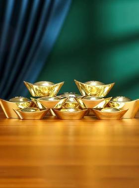 铜元宝实心大小号金元宝摆件家居装饰品办公室工艺品聚宝盆配件