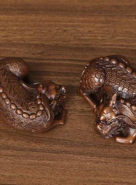 紫铜麒麟镇纸摆件家居办公室桌面迷你瑞兽工艺品麒麟礼品书桌摆设