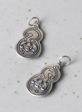网红- 手工925银祥云如意蝙蝠挂件手链配件时尚泰银葫芦吊坠