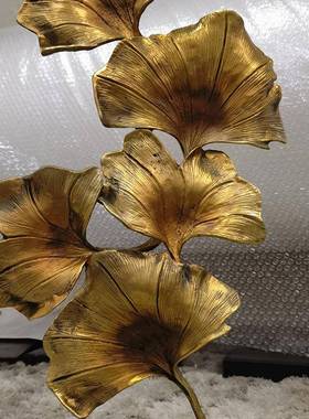 青铜银杏叶创意摆件现代轻奢客厅电视柜茶几玄关酒柜北欧式装饰品