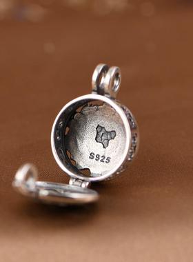 网红- 925银吊坠 文艺小巧设计感景泰蓝牡丹福字香囊香丸盒女坠