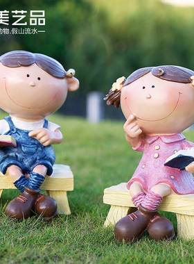 树脂卡卡通人物娃摆件通人物雕塑别墅花园庭娃院阳台田园家居饰外