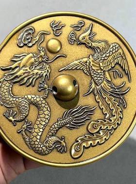 新款黄亮婚庆式龙厅凤铜镜F87T8J7S小怀镜结婚镜镜中客桌面摆圆件