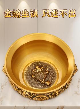 聚宝盆招财聚财摆件纯铜店铺开业家用玄关八方来财存钱罐装饰礼品