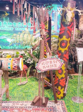 创意摆件部落酋长木头人偶站立式木头人户外露营布场原木装饰道具