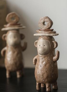 创意树脂手工动物博品古架摆件SZ640复古客厅玄关柜酒摆设居饰家