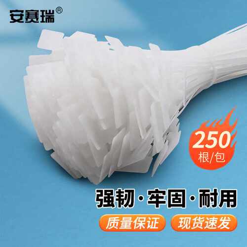 安赛瑞标牌尼龙扎带（250根装）白色3×150mm线缆网线电话线标签 - 图0
